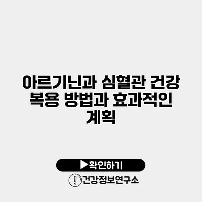 아르기닌과 심혈관 건강 복용 방법과 효과적인 계획