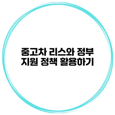 중고차 리스와 정부 지원 정책 활용하기