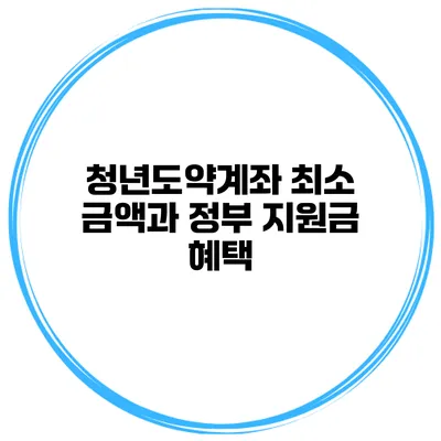 청년도약계좌 최소 금액과 정부 지원금 혜택