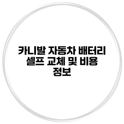 카니발 자동차 배터리 셀프 교체 및 비용 정보