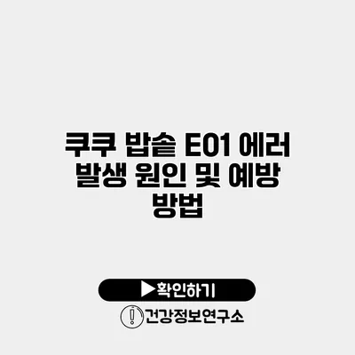 쿠쿠 밥솥 E01 에러 발생 원인 및 예방 방법