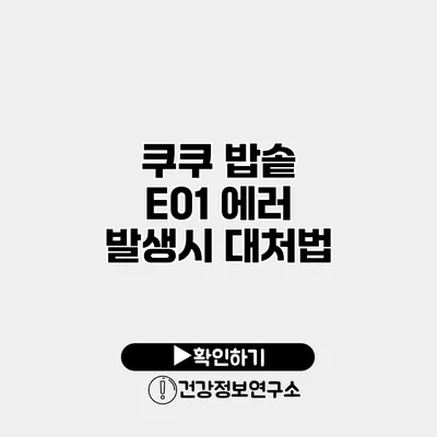 쿠쿠 밥솥 E01 에러 발생시 대처법