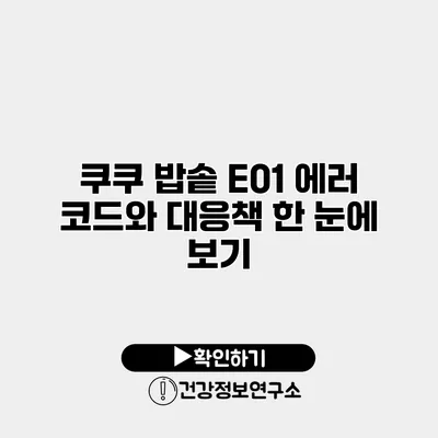 쿠쿠 밥솥 E01 에러 코드와 대응책 한 눈에 보기