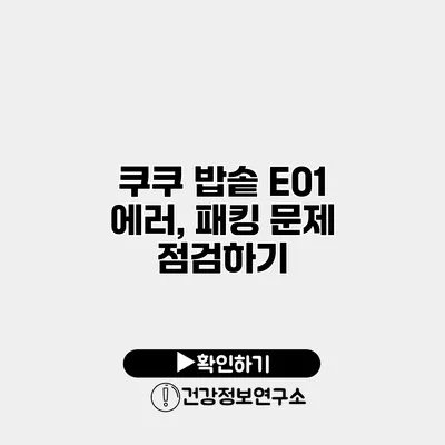 쿠쿠 밥솥 E01 에러, 패킹 문제 점검하기