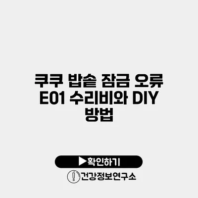 쿠쿠 밥솥 잠금 오류 E01 수리비와 DIY 방법