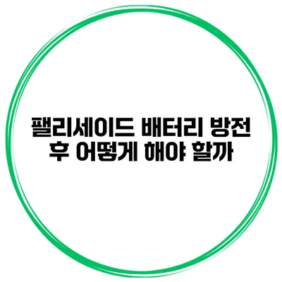 팰리세이드 배터리 방전 후 어떻게 해야 할까?