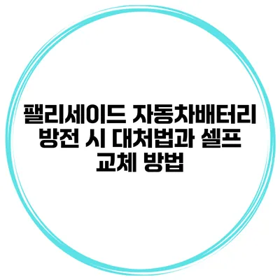 팰리세이드 자동차배터리 방전 시 대처법과 셀프 교체 방법