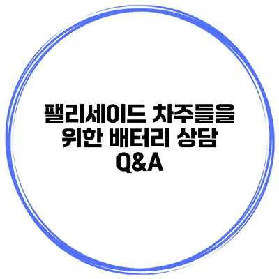 팰리세이드 차주들을 위한 배터리 상담 Q&A